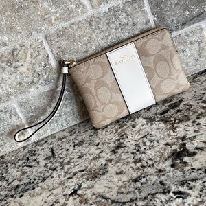 Coach Beige and Cream Wristlet